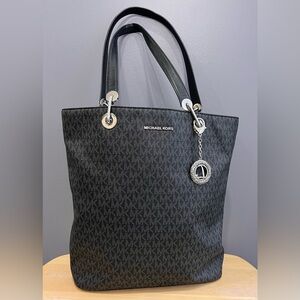 Michael Kors Black Monogram Tote with Silver Hardware is LIKE NEW